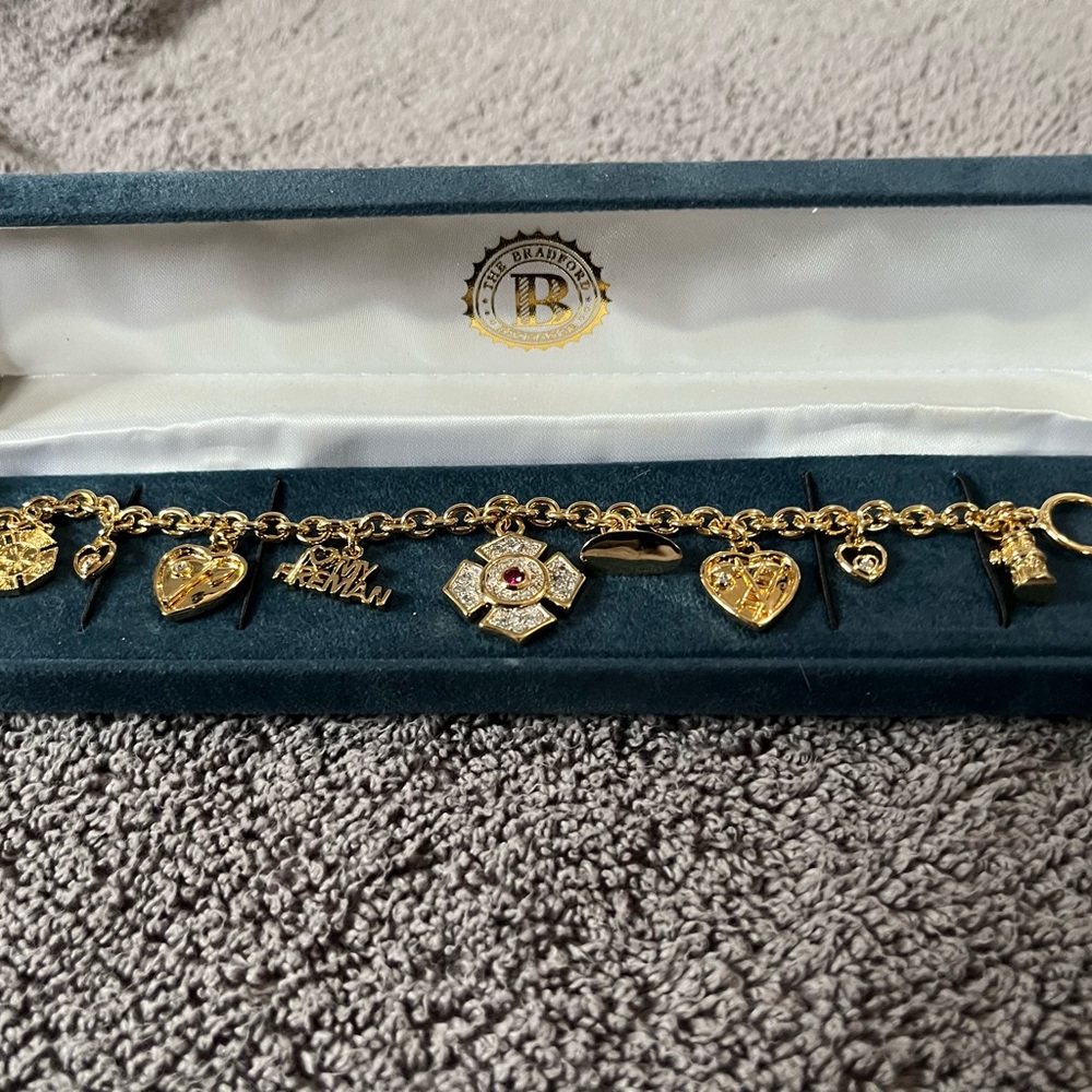 Gold Plated Fireman’s Wife/GF Charm Bracelet